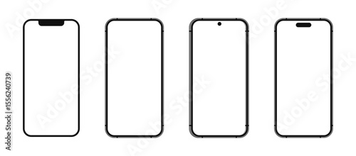 Realistic Smartphone Mockup Set with Transparent Screens. 