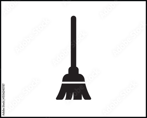 mop silhouette flat icon black on white vector