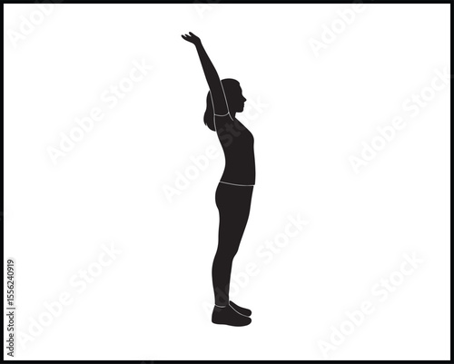 person stretching arms overhead silhouette vector