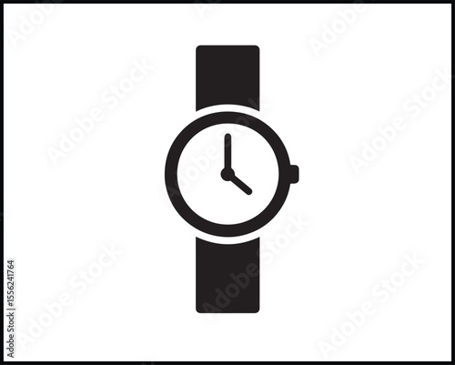 watch silhouette flat icon high contrast vector