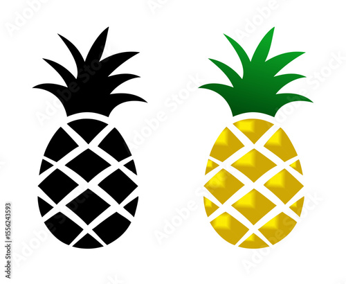 Pineapple icon in yellow gradient and black colors, silhouette design
