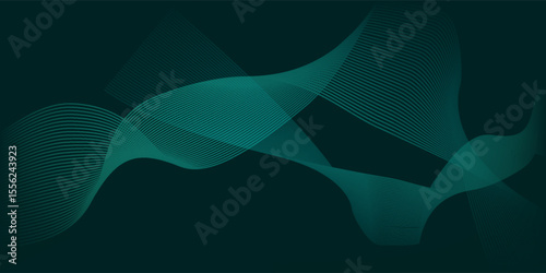 Line green techno abstract background overlap layer on dark space with glowing waves shape effect decoration. modern