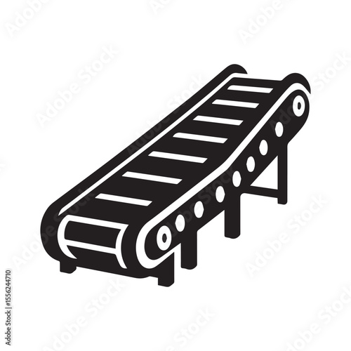 Minimalist conveyor belt silhouette. Black and white conveyor belt vector icon