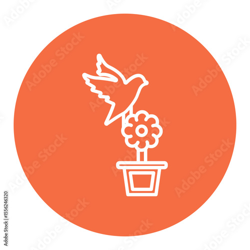 Bird on Flower Pot Icon