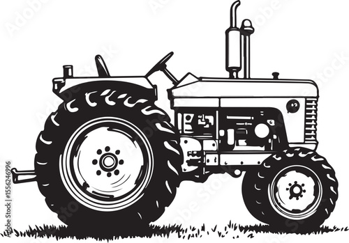  Vintage Farm Tractor Illustration vector bundle
