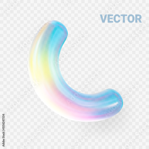 3D primutive shape ctystal glass element in neon colors on white bg. 3d abstract vector illustration	