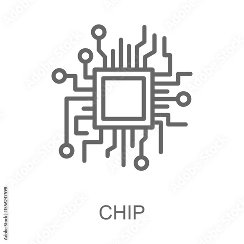 Chip Icon Line Style. Design Vector Illustration