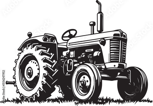  Vintage Farm Tractor Illustration vector bundle