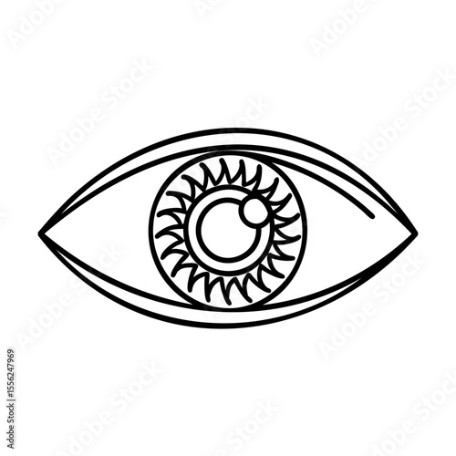 Black and White Eye Illustration with Detailed Iris and Eyelids