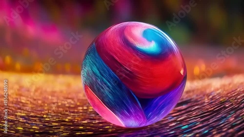 Mesmerizing Sphere: A Dance of Colors and Light in Abstract Composition
