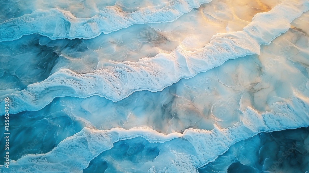 Obraz premium Majestic aerial view of snowy mountain peaks under clear blue skies in winter