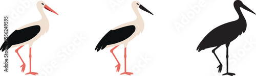 Stork vector set. Isolated stork vector Stork icon  stork  logo Stork silhouette  illustration  on white background