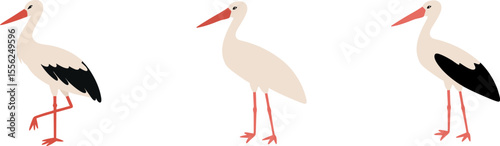 Stork vector set. Isolated stork vector Stork icon  stork  logo Stork silhouette  illustration  on white background