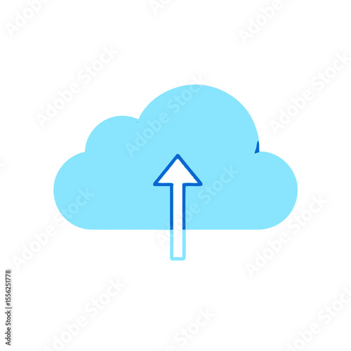 Cloud computing concept with upload and download icons illustrating data transfer over a network