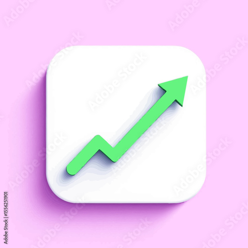 A vibrant 3D business graph with an upward arrow symbolizes financial growth, market success, and sales progress