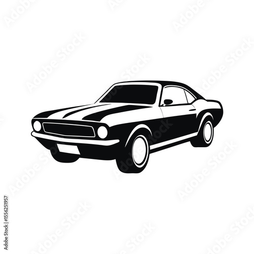 vector illustration of american classic car monochrome 