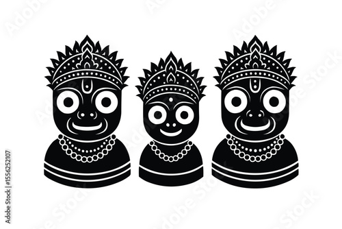 vector illustration of silhouette Jagannatha, Balabhadra, Subhadra