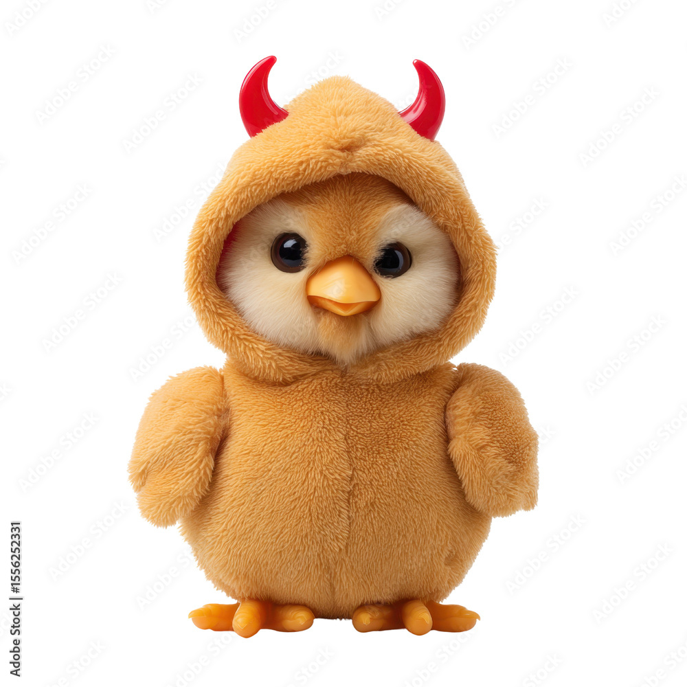 Cute and Adorable Chick in Devil Costume with Horns, Perfect for Halloween and Kid-Friendly Celebrations Transparent background or png Cute and Adorable Chick in Devil Costume with Horns, Perfect for Halloween and Kid-Friendly Celebrations Transparent background or png
