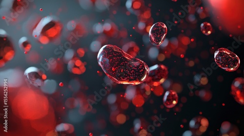 Abstract liquid drop with tiny particle inside it floating in space. Biology and science background for medical research.