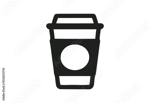 Simple black and white icon of a disposable coffee cup with a lid