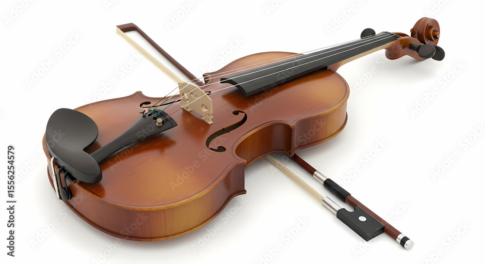 Fototapeta premium Violin and Bow: Classical Music Instrument