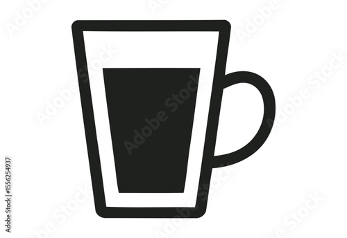 Simple black icon of a glass mug filled with a dark liquid