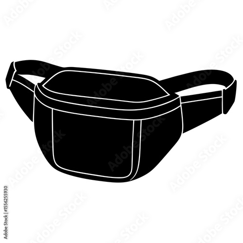 Men's Multi Pocket Bum Bags Vector Design Mockup Template  Technical Flat Drawing Illustration