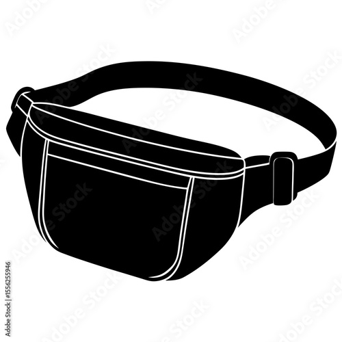 Men's Multi Pocket Bum Bags Vector Design Mockup Template Technical Flat Drawing Illustration