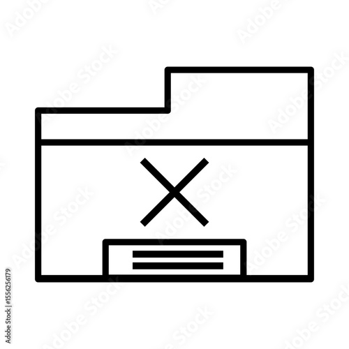 Folder with X mark symbolizes rejected file or termination. Fits HR, business process and office topics. Minimal clean vector.