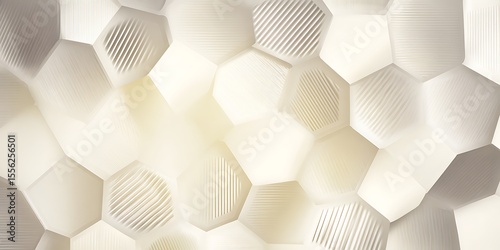 Creamy geometric shapes with linear detailing