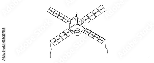 space satellite communication system outline vector