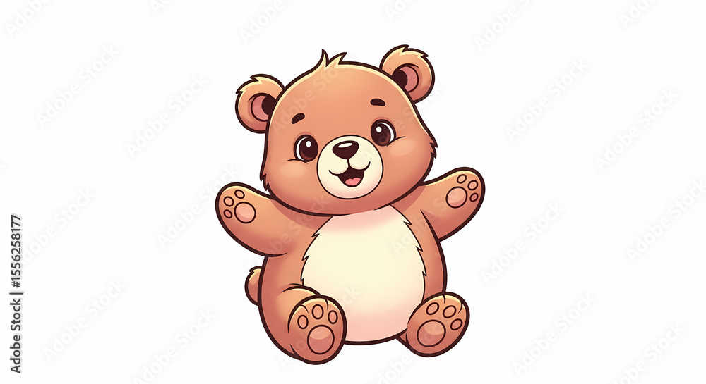 Obraz premium Cute Brown Bear Cub Illustration: Perfect for Children's Books & Designs