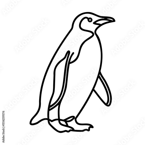 Black Line Art Penguin Illustration on White Background