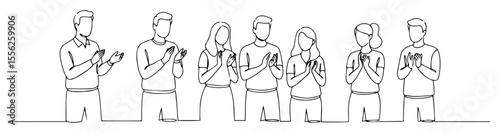 group of people applauding line art