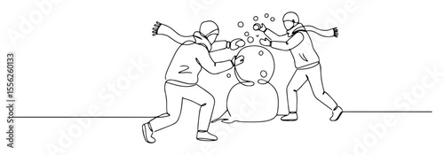 kids throwing snowballs at snowman