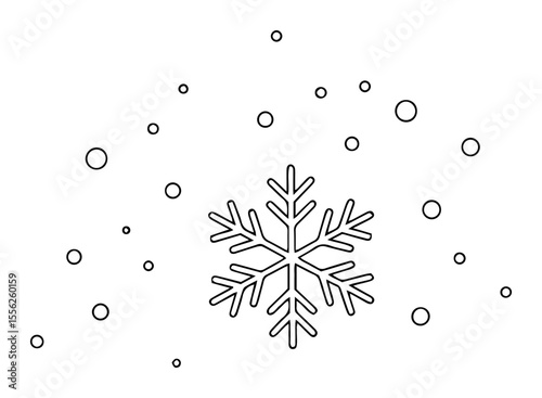 snowflake with falling snow simple illustration