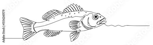 fish swimming in water line art