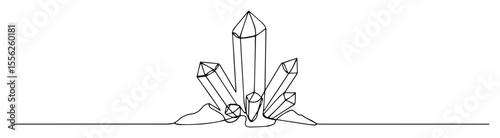 crystal cluster gemstone line illustration