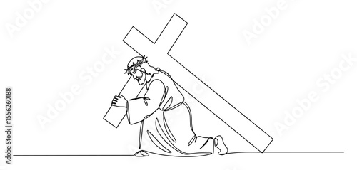 jesus carrying cross religious illustration