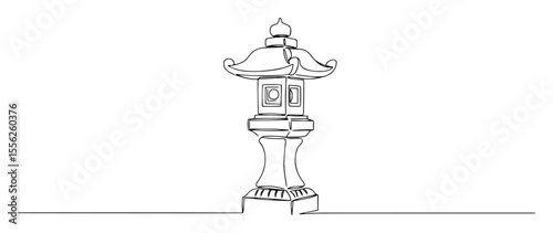 japanese stone lantern line illustration