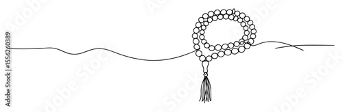 prayer beads on surface minimalist drawing