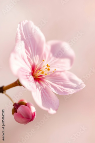 Close-up of delicate pink cherry blossoms, a beautiful sign of spring's vibrant bloom in nature's garden