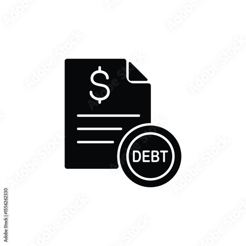 Black icon of debt document and seal.