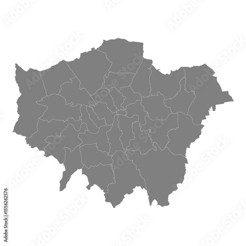 High Quality map of Greater London is a county of England, with borders of the districts