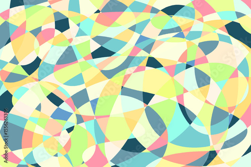 Wallpaper Mural 曲線のモザイク風色面構成 1-14 Torontodigital.ca