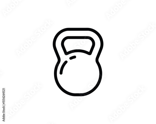 A simple black and white line drawing of a kettlebell weight