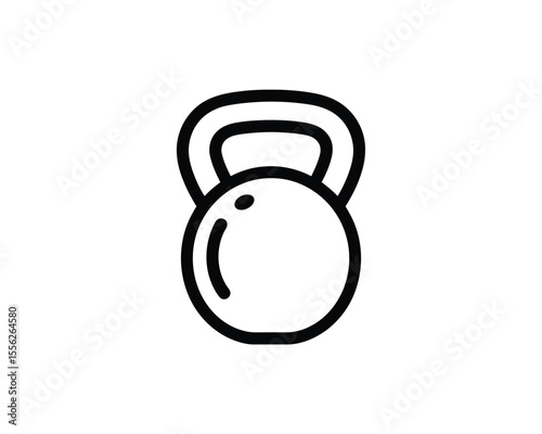 A simple black and white line drawing of a kettlebell weight