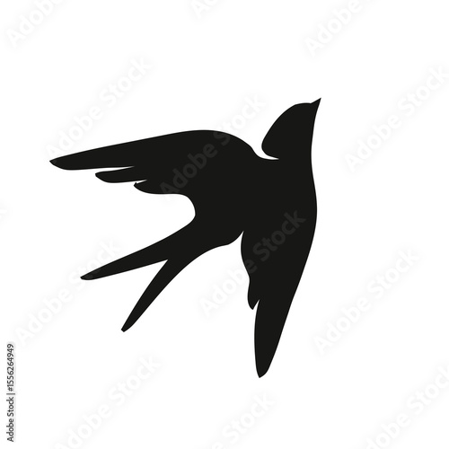 Silhouette of a swallow bird in graceful flight with pointed wings and a forked tail, symbolizing freedom, hope, and safe return in a classic and elegant style