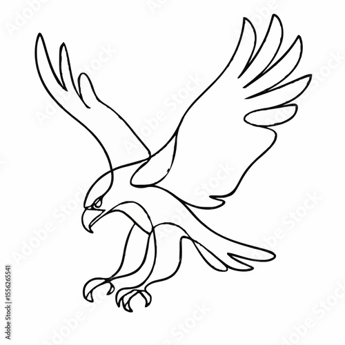 One-line vector illustration of an eagle swooping downward with wings spread wide and talons extended in a bold dynamic pose