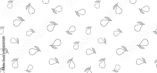 Scatter seamless pattern with water apple in outline mode without background. Fruit background design